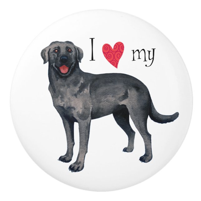 I Love my Black Lab Ceramic Knob (Front)