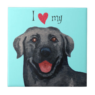I Love my Black Lab Ceramic Tile