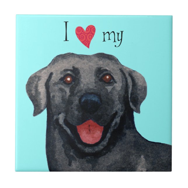 I Love my Black Lab Ceramic Tile (Front)