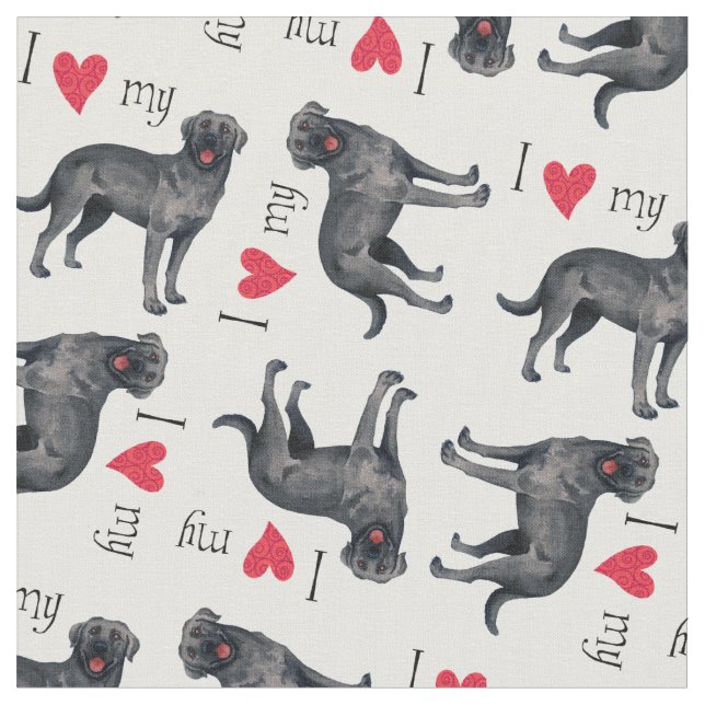 I Love my Black Lab Fabric (Close Up)