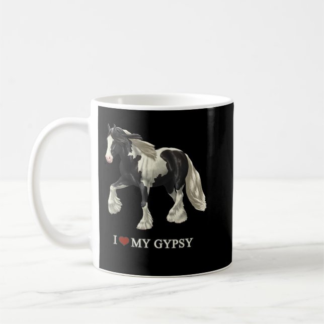 I Love My Black Pinto Gypsy Vanner Horse  Coffee Mug (Left)