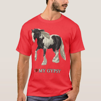 I Love My Black Pinto Gypsy Vanner Horse  T-Shirt