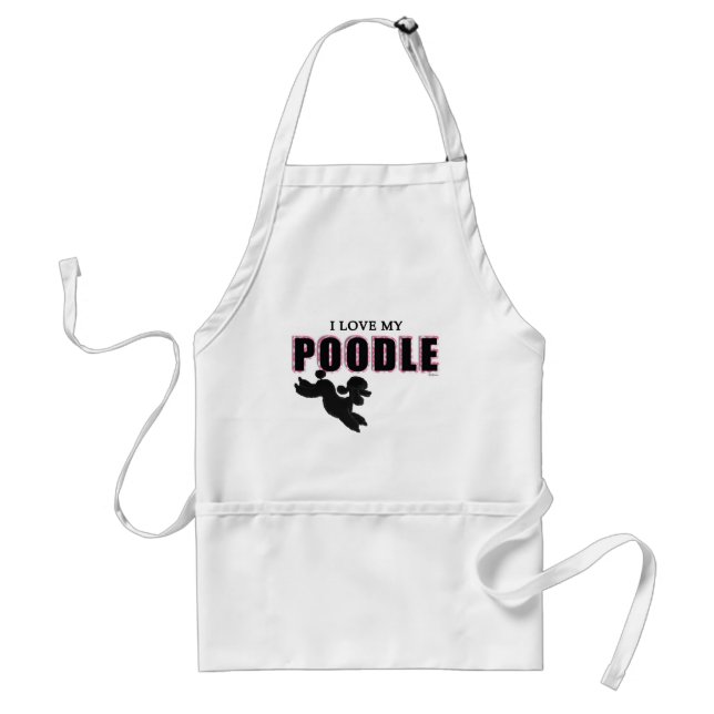 I Love My Black Poodle Standard Apron (Front)