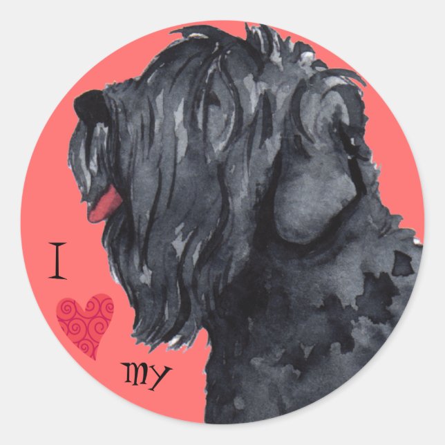I Love my Black Russian Terrier Classic Round Sticker (Front)
