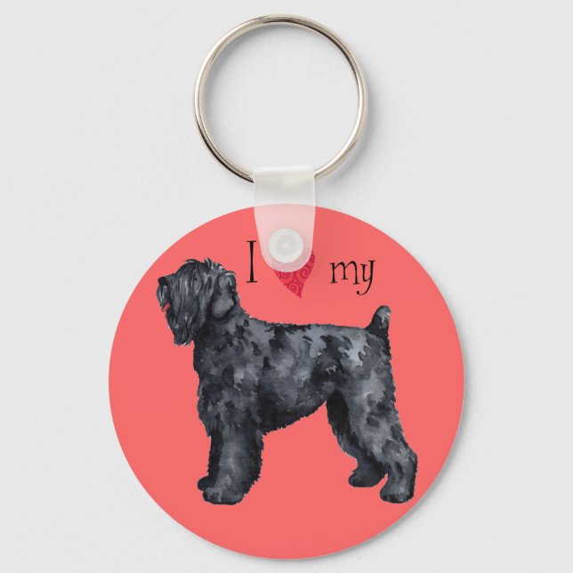 I Love my Black Russian Terrier Key Ring (Front)