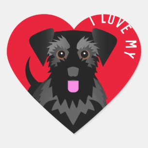 I Love My Black Schnauzer Miniature or Standard Heart Sticker