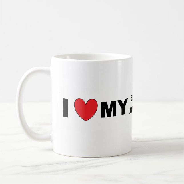 i love my black tri mini aussie coffee mug (Left)