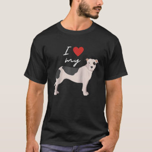 I Love My Black & White American Pit Bull Terrier T-Shirt