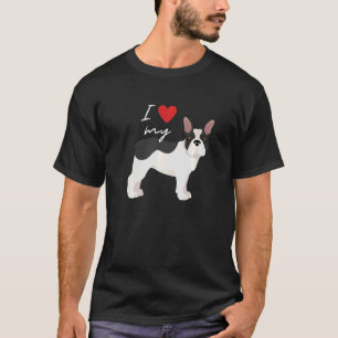 I Love My Black & White French Bulldog Dog T-Shirt