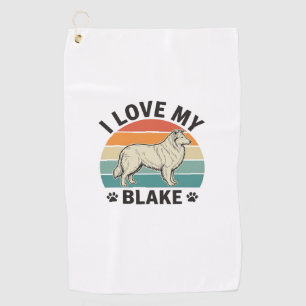 I Love My Blake Dog Retro Engraving Design_1 Golf Towel