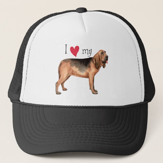 I Love my Bloodhound Trucker Hat (Front)