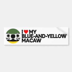 I LOVE MY BLUE-AND-YELLOW MACAW BUMPER STICKER