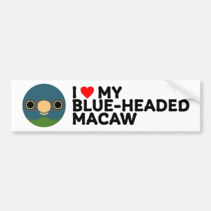 I LOVE MY BLUE-HEADED MACAW BUMPER STICKER