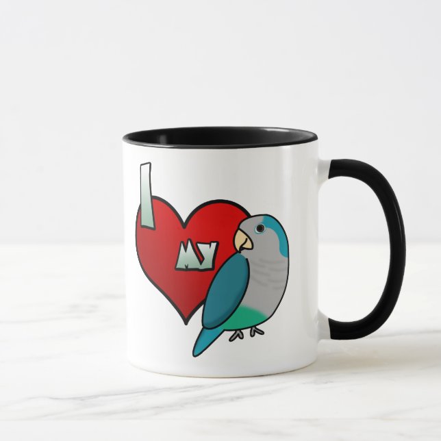 I Love my Blue Quaker Parakeet Mug (Right)