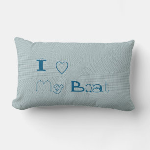 I Love my Boat Blue Throw Pillow
