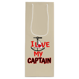 I Love My Boat Captain Wine Bag