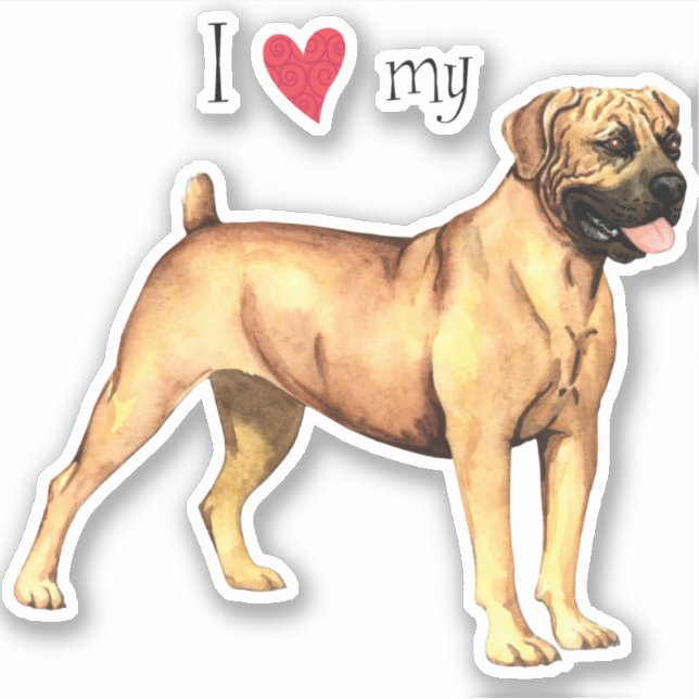 I Love my Boerboel Vinyl Sticker (Front)