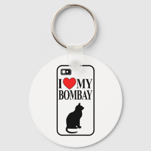 I Love My Bombay Cat Key Ring
