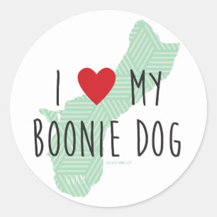 I Love My Boonie Dog Stickers (Green)