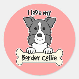I Love My Border Collie Classic Round Sticker