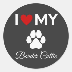 I love my Border Collie dog custom text Classic Round Sticker