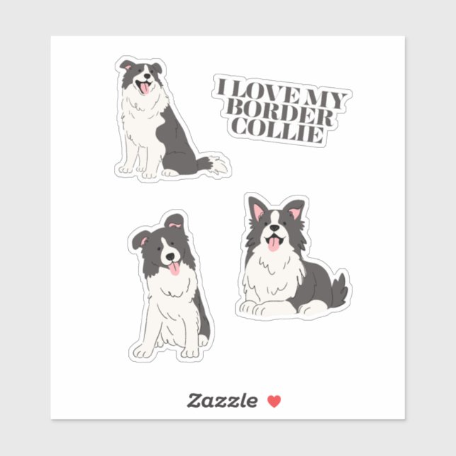 I Love My Border Collie Sticker Set (Sheet)