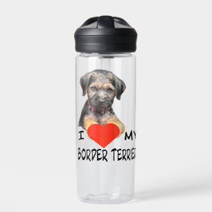 I Love My Border Terrier Custom-Cut Vinyl Sticker  Water Bottle