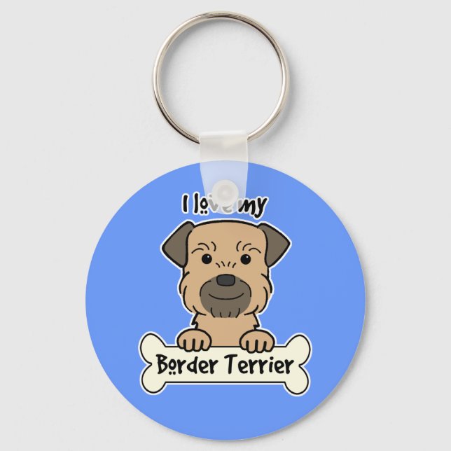 I Love My Border Terrier Key Ring (Front)