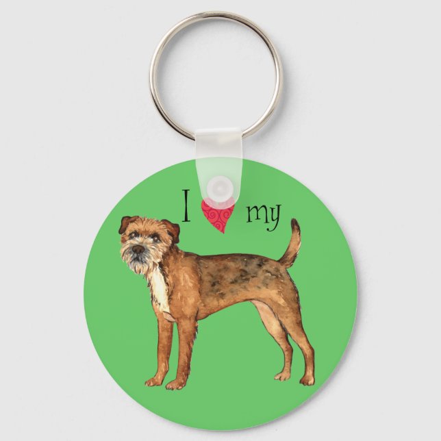I Love my Border Terrier Key Ring (Front)