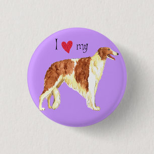 I Love my Borzoi 3 Cm Round Badge