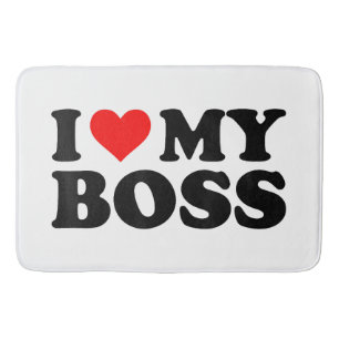 I Love My Boss Funny Red Heart Boss I Heart My Bos Bath Mat