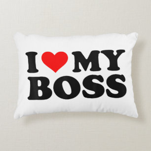 I Love My Boss Funny Red Heart Boss I Heart My Bos Decorative Cushion