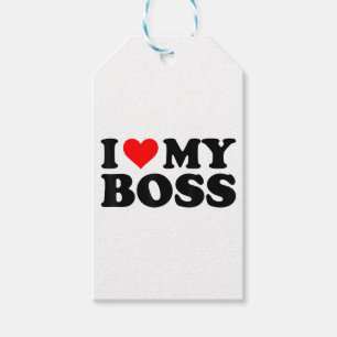 I Love My Boss Funny Red Heart Boss I Heart My Bos Gift Tags