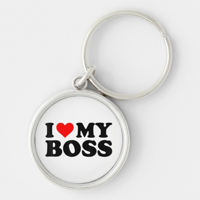 I Love My Boss Funny Red Heart Boss I Heart My Bos Key Ring (Front)