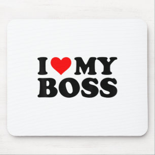 I Love My Boss Funny Red Heart Boss I Heart My Bos Mouse Pad
