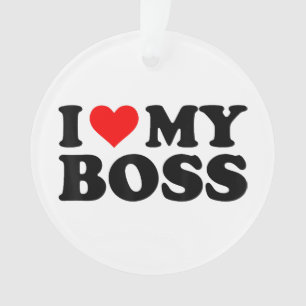 I Love My Boss Funny Red Heart Boss I Heart My Bos Ornament