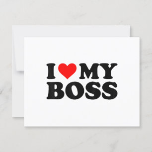 I Love My Boss Funny Red Heart Boss I Heart My Bos RSVP Card
