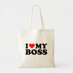 I Love My Boss Funny Red Heart Boss I Heart My Bos Tote Bag