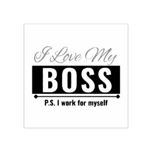 I Love My Boss Rubber Stamp