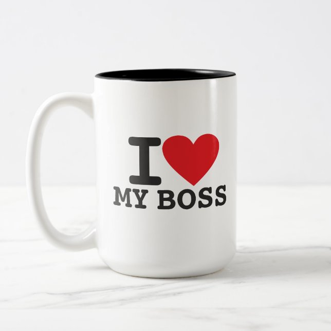 I Love my Boss Two-Tone Coffee Mug (Left)