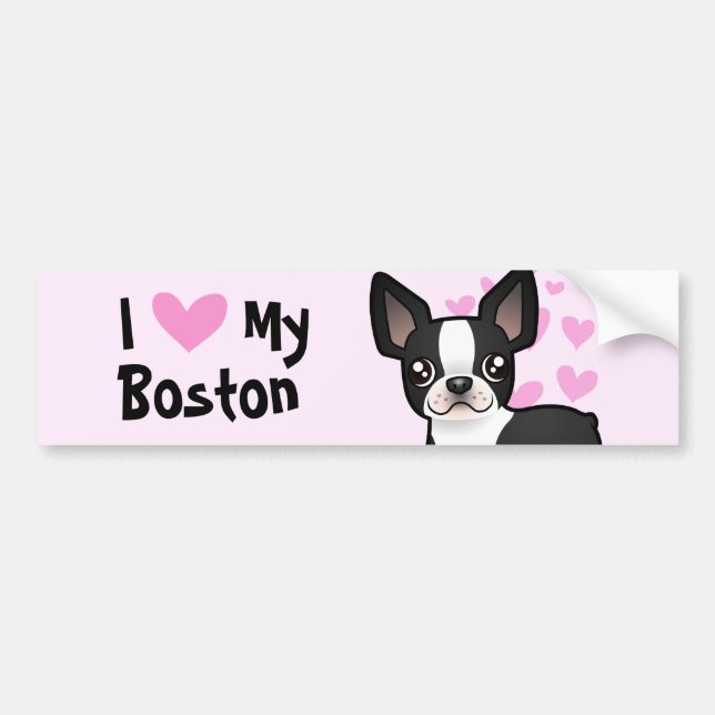 I Love My Boston Terrier Bumper Sticker (Front)