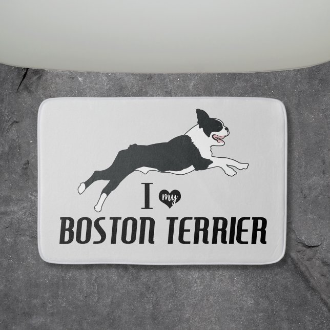 I Love My Boston Terrier Dog Bath Mat (I love my Boston Terrier Bosties Bathmat)