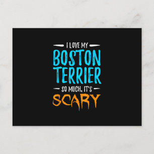 I Love My Boston Terrier Dog Mum Scary Halloween Holiday Postcard