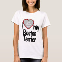 I Love My Boston Terrier Red Heart Dog Lover Photo