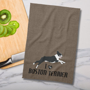 I Love my Boston Terrier Tea Towel