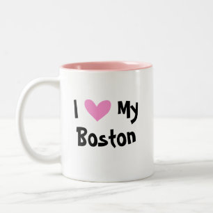 I Love My Boston Terrier Two-Tone Coffee Mug