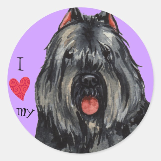 I Love my Bouvier Classic Round Sticker (Front)