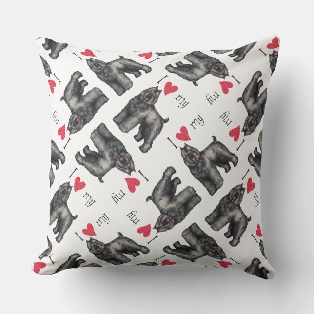 I Love my Bouvier Cushion (Front)