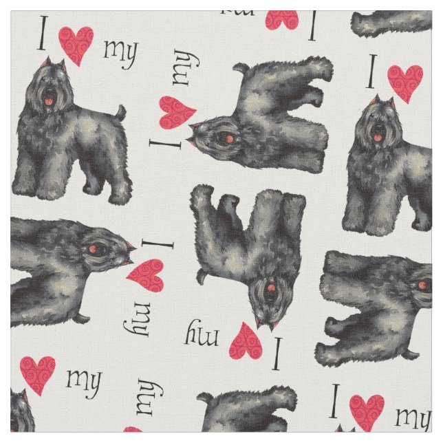 I Love my Bouvier Fabric (Close Up)