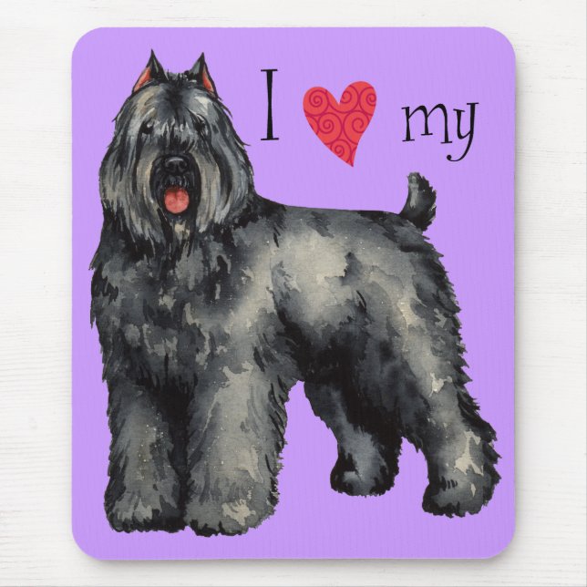 I Love my Bouvier Mouse Pad (Front)